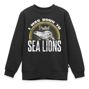 Seelöwe Meeresbewohner - Kinder Premium Organic Sweatshirt - Schwarz - Vorne - AI Model Kid Female (0cm)