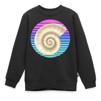 La coquille d’escargot au coucher du soleil - Sweat Premium enfant bio - noir - Devant - AI Model Kid Female (0cm)