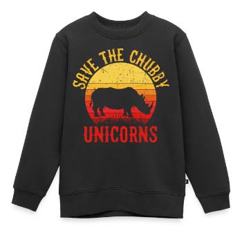 Speichern Sie die Mollig Einhörner Retro Vintage - Kinder Premium Organic Sweatshirt - Schwarz - Vorne - AI Model Kid Female (0cm)