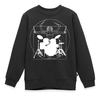 Drummer Vitruvian Man Drumsticks - Kinder Premium Organic Sweatshirt - Schwarz - Vorne - AI Model Kid Female (0cm)