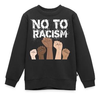 no to racism fist - contre le racisme, stop racism - Sweat Premium enfant bio - noir - Devant - AI Model Kid Female (0cm)