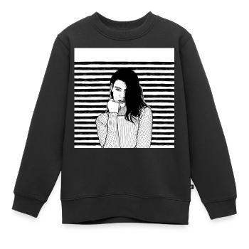 Streifen Schwarz Weiß - Kinder Premium Organic Sweatshirt - Schwarz - Vorne - AI Model Kid Female (0cm)