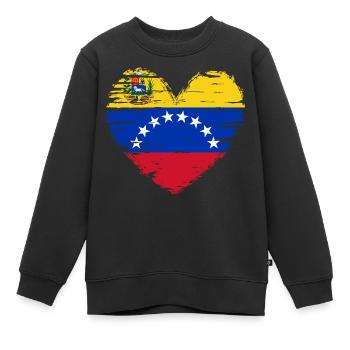 Venezuela coeur drapeau drapeau drapeau blason - Sweat Premium enfant bio - noir - Devant - AI Model Kid Female (0cm)