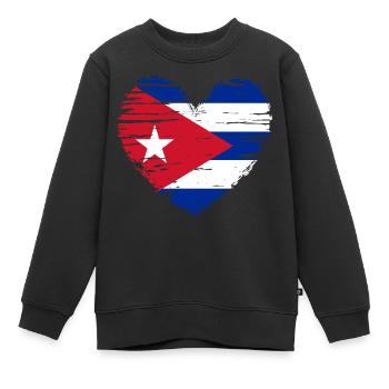 Kuba Herz Flagge Fahne Wappen - Kinder Premium Organic Sweatshirt - Schwarz - Vorne - AI Model Kid Female (0cm)