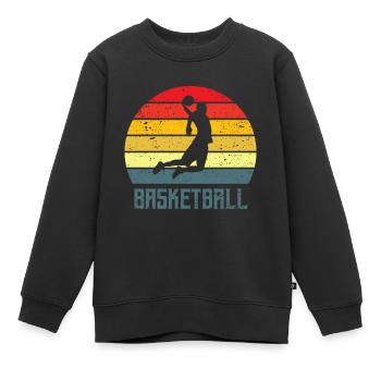 Basketball retro basketballer - Sweat Premium enfant bio - noir - Devant - AI Model Kid Female (0cm)