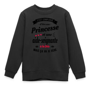 PRINCESSE ET AIDE SOIGNANTE - Sweat Premium enfant bio - noir - Devant - AI Model Kid Female (0cm)