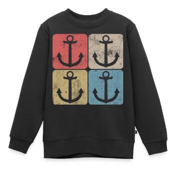 Geschenkidee Meer Kapitän Nautik Anker Vintage - Kinder Premium Organic Sweatshirt - Schwarz - Vorne - AI Model Kid Female (0cm)