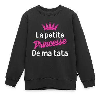 Bébé body la petite princesse de ma tata - Sweat Premium enfant bio - noir - Devant - AI Model Kid Female (0cm)