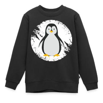 Pingouin - Sweat Premium enfant bio - noir - Devant - AI Model Kid Female (0cm)