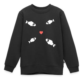 Poissons Essaim de poisson Coeur - Sweat Premium enfant bio - noir - Devant - AI Model Kid Female (0cm)
