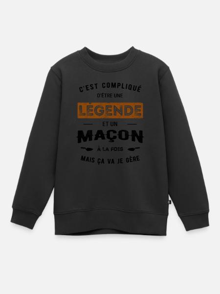 LÉGENDE ET MAÇON - Sweat Premium enfant bio - noir