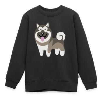 Niedlicher Hund, Norwegischer Elchhund - Kinder Premium Organic Sweatshirt - Schwarz - Vorne - AI Model Kid Female (0cm)