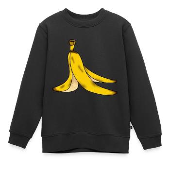 Peau de banane peau de banane attention glissante - Sweat Premium enfant bio - noir - Devant - AI Model Kid Female (0cm)