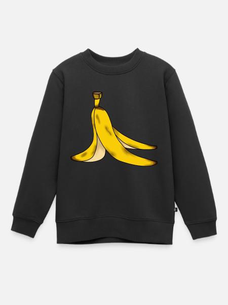 Peau de banane peau de banane attention glissante - Sweat Premium enfant bio - noir