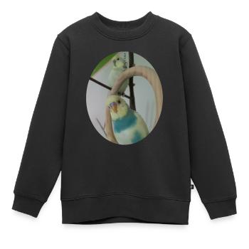 Wellensittiche Wellensittich - Kinder Premium Organic Sweatshirt - Schwarz - Vorne - AI Model Kid Female (0cm)