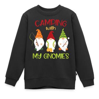 Camping mit meinen Gnomen - Kinder Premium Organic Sweatshirt - Schwarz - Vorne - AI Model Kid Female (0cm)