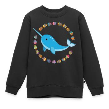 Kleiner Narwal - Kinder Premium Organic Sweatshirt - Schwarz - Vorne - AI Model Kid Female (0cm)