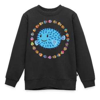 Lustiger Kugelfisch - Kinder Premium Organic Sweatshirt - Schwarz - Vorne - AI Model Kid Female (0cm)