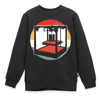 Retro 3D Printer - Kids Premium Organic Sweatshirt - black - Front - AI Model Kid Female (0cm)