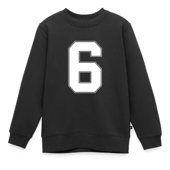 6 Jahre Trikotnummer 6 - Kinder Premium Organic Sweatshirt - Schwarz - Vorne - AI Model Kid Female (0cm)