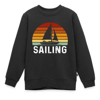 retro sailing captain sail t-shirt sailboat - Kinder Premium Organic Sweatshirt - Schwarz - Vorne - AI Model Kid Female (0cm)