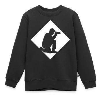 Photographe silhouette photographier - Sweat Premium enfant bio - noir - Devant - AI Model Kid Female (0cm)