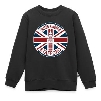 Stafford Royaume-Uni Royaume-Uni Union Jack Drapeau britannique - Sweat Premium enfant bio - noir - Devant - AI Model Kid Female (0cm)