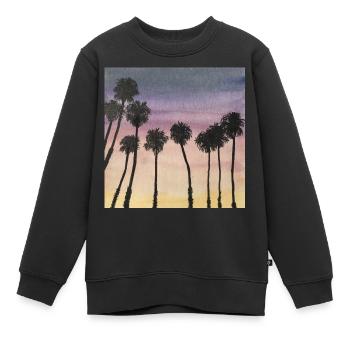 Palmiers au lever du soleil au coucher du soleil - Sweat Premium enfant bio - noir - Devant - AI Model Kid Female (0cm)