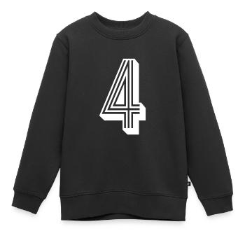 4 Jahre Trikotnummer 4 - Kinder Premium Organic Sweatshirt - Schwarz - Vorne - AI Model Kid Female (0cm)