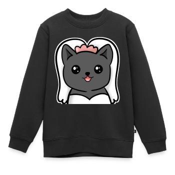 manqiwBride Bride Comic Cat - Sweat Premium enfant bio - noir - Devant - AI Model Kid Female (0cm)