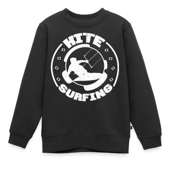 Kitesurfen Kiteboarding Kite Kiten - Kinder Premium Organic Sweatshirt - Schwarz - Vorne - AI Model Kid Female (0cm)