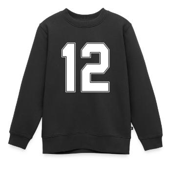 12 Jahre Trikotnummer 12 - Kinder Premium Organic Sweatshirt - Schwarz - Vorne - AI Model Kid Female (0cm)