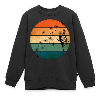 Papillons Pusteblumen prairie coeur fée - Sweat Premium enfant bio - noir - Devant - AI Model Kid Female (0cm)