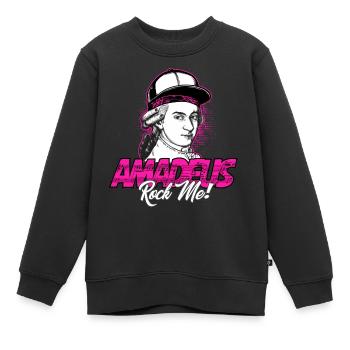 Amadeus Rock Me | Wolfgang Amadeus Mozart Classique - Sweat Premium enfant bio - noir - Devant - AI Model Kid Female (0cm)