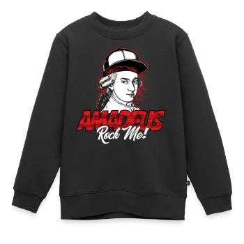 Amadeus Rock Me | Wolfgang Amadeus Mozart Classique - Sweat Premium enfant bio - noir - Devant - AI Model Kid Female (0cm)