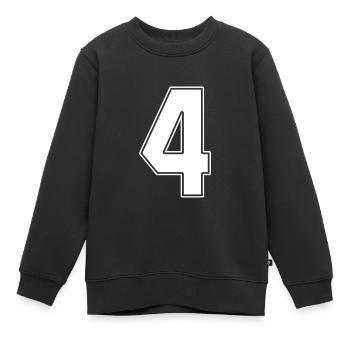 4 Jahre Trikotnummer 4 - Kinder Premium Organic Sweatshirt - Schwarz - Vorne - AI Model Kid Female (0cm)