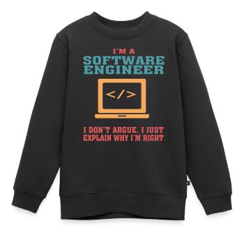 Funny Software Engineering Quote for Software Engi - Kids Premium Organic Sweatshirt - black - Front - AI Model Kid Female (0cm)