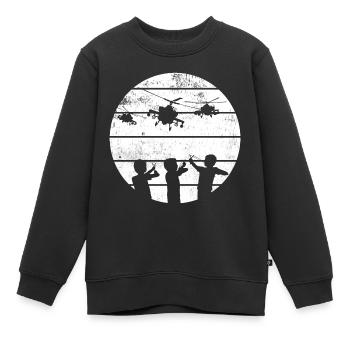This Kids Loves Helicopters I Kids Outfit - Kinder Premium Organic Sweatshirt - Schwarz - Vorne - AI Model Kid Female (0cm)