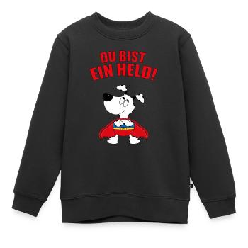 DU BIST EIN HELD! - HUND - SUPERHELD - TIERISCH - Kinder Premium Organic Sweatshirt - Schwarz - Vorne - AI Model Kid Female (0cm)