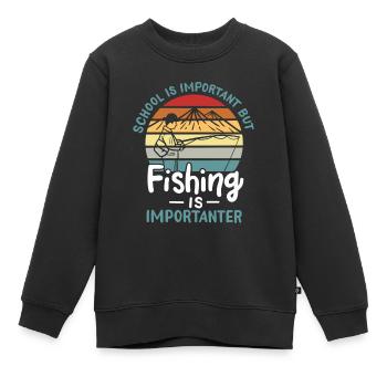 Angeln Angeln ist wichtiger - Kinder Premium Organic Sweatshirt - Schwarz - Vorne - AI Model Kid Female (0cm)
