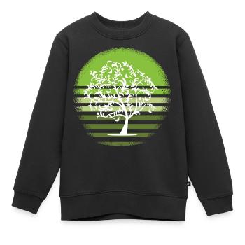 Nature arbre blanc retro feuillus coucher de soleil D - Sweat Premium enfant bio - noir - Devant - AI Model Kid Female (0cm)