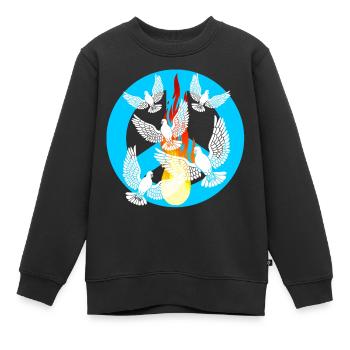 Colombes de la paix de la paix Mouvement mondial pour la paix - Sweat Premium enfant bio - noir - Devant - AI Model Kid Female (0cm)