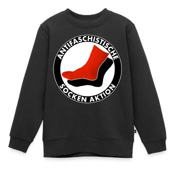 antifaschistische socken aktion - Kinder Premium Organic Sweatshirt - Schwarz - Vorne - AI Model Kid Female (0cm)