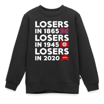 Perdants en 1865 - Sweat Premium enfant bio - noir - Devant - AI Model Kid Female (0cm)