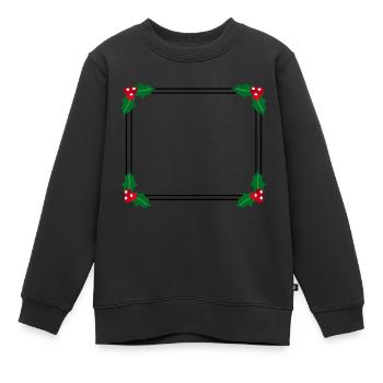 Cadre hivernal avec décor de pale de piqûres - Sweat Premium enfant bio - noir - Devant - AI Model Kid Female (0cm)