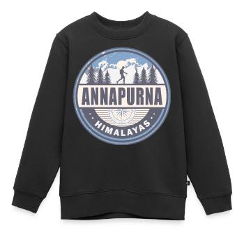 Annapurna Himalaya Népal Vintage Hiking Design - Sweat Premium enfant bio - noir - Devant - AI Model Kid Female (0cm)
