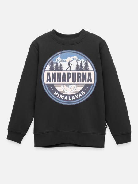 Annapurna Himalaya Népal Vintage Hiking Design - Sweat Premium enfant bio - noir