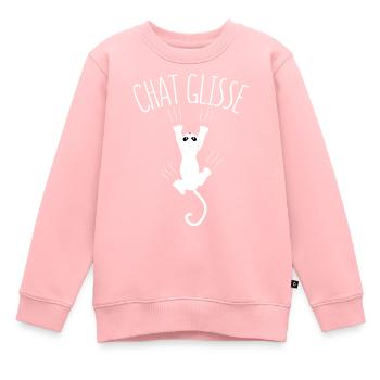 Chat glisse ! - Sweat Premium enfant bio - rose - Devant - AI Model Kid Female (0cm)