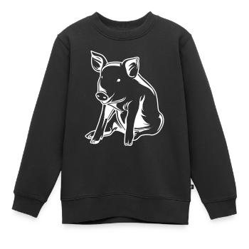 Schwein Sau Eber Silhouette - Kinder Premium Organic Sweatshirt - Schwarz - Vorne - AI Model Kid Female (0cm)