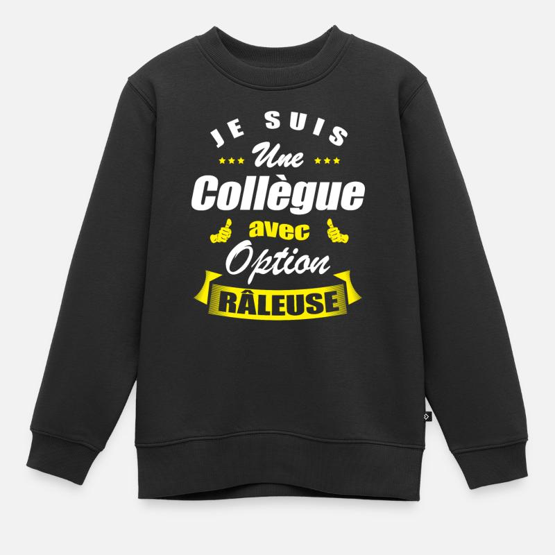 COLLÈGUE AVEC OPTION RÂLEUSE - Sweat Premium enfant bio - noir